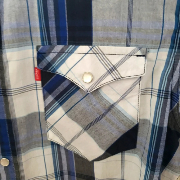 Levi's Pearl Snap Plaid Western Cowboy Rodeo Rancher Short Sleeve Shirt  - Picture 3 of 7